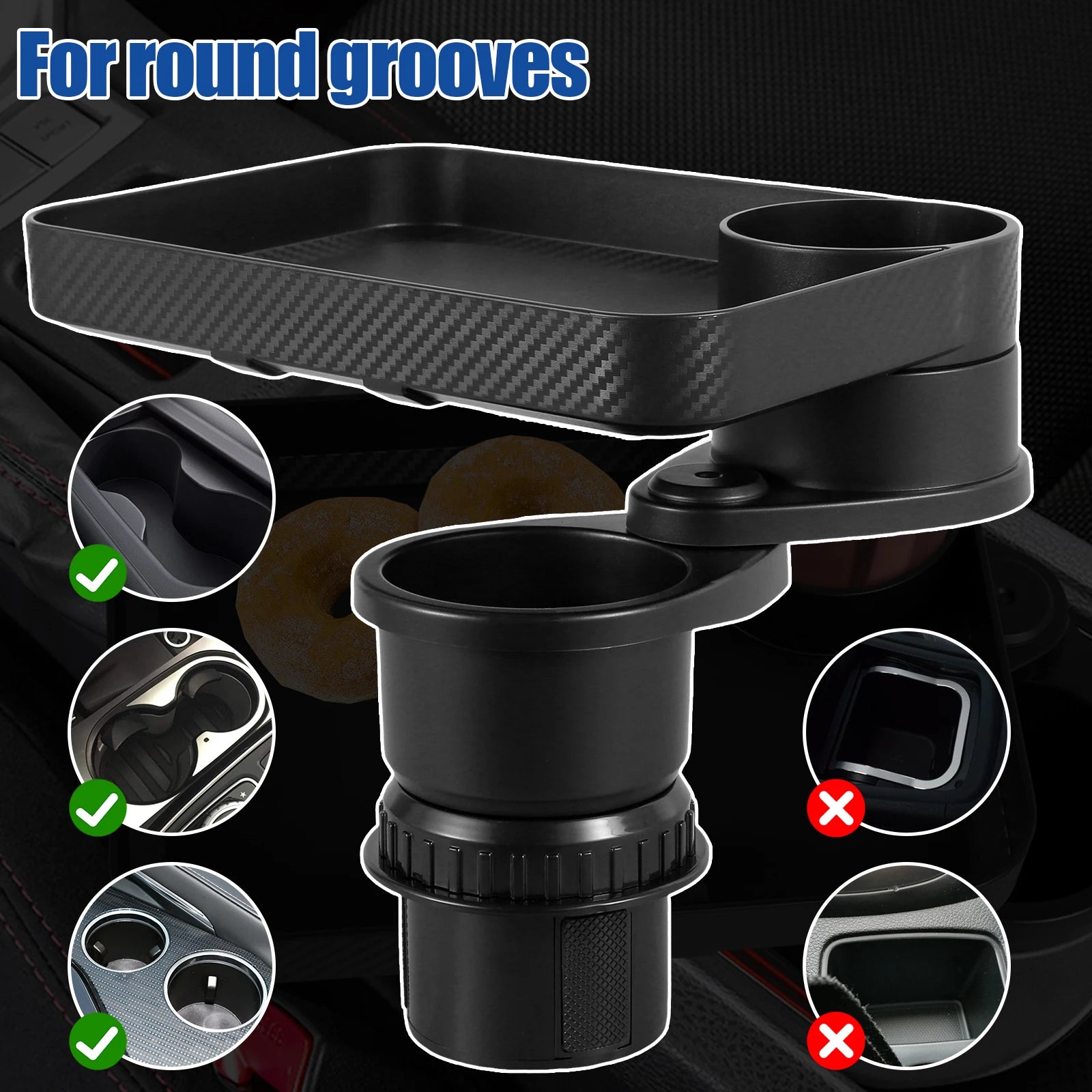 Car Cup Holder Practical Car Drink Cup Holder with 360° Rotating Tray Removable Car Drink Tray Holder Easy to Install Car Seat