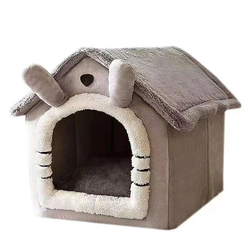 Foldable Pet House Removable Washable Cat Bed Indoor Warm Dog with Pet Bed House Cushion Suitable for Small Medium Large Pets